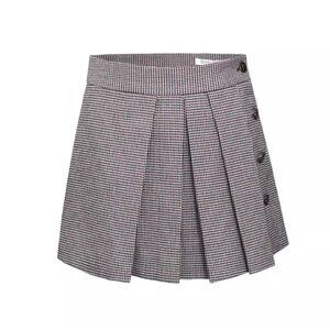 D-HARRY Vintage-Inspired A-Line Short Skirt Plaid Mini Skirt Size M